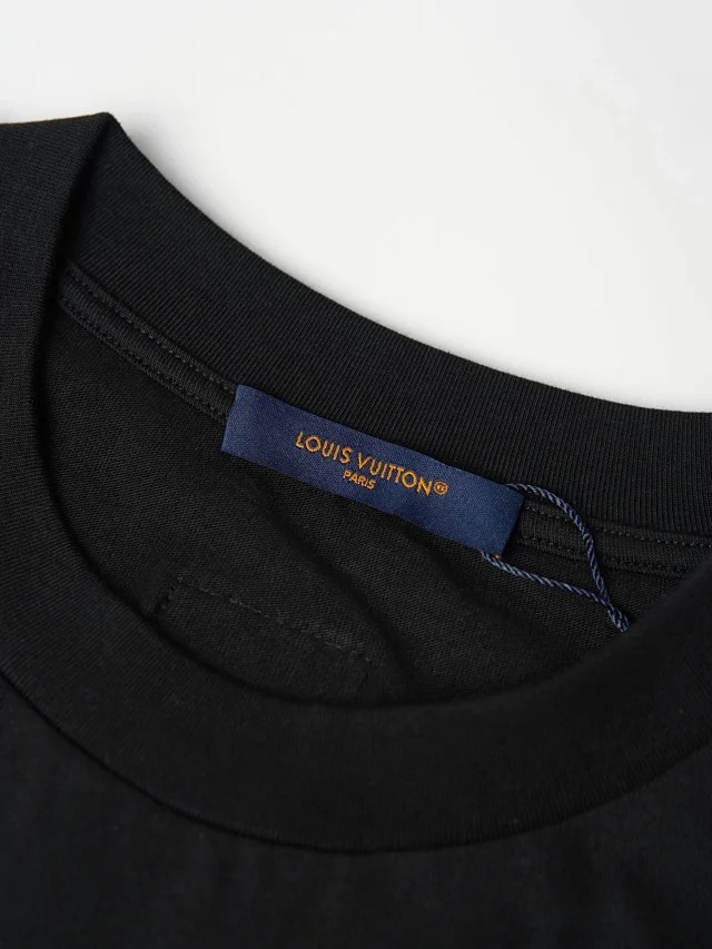 Item ID 9040 1V dual color faux Lafite grass embroidery solid color embroidery short sleeved T-shirt Black white