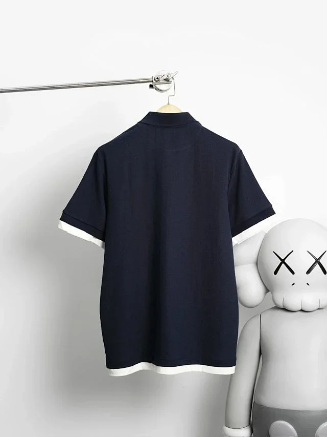 Item ID 9050 PRA pure cotton fake two-piece polo shirt with new color scheme, chest patch with triangular logo