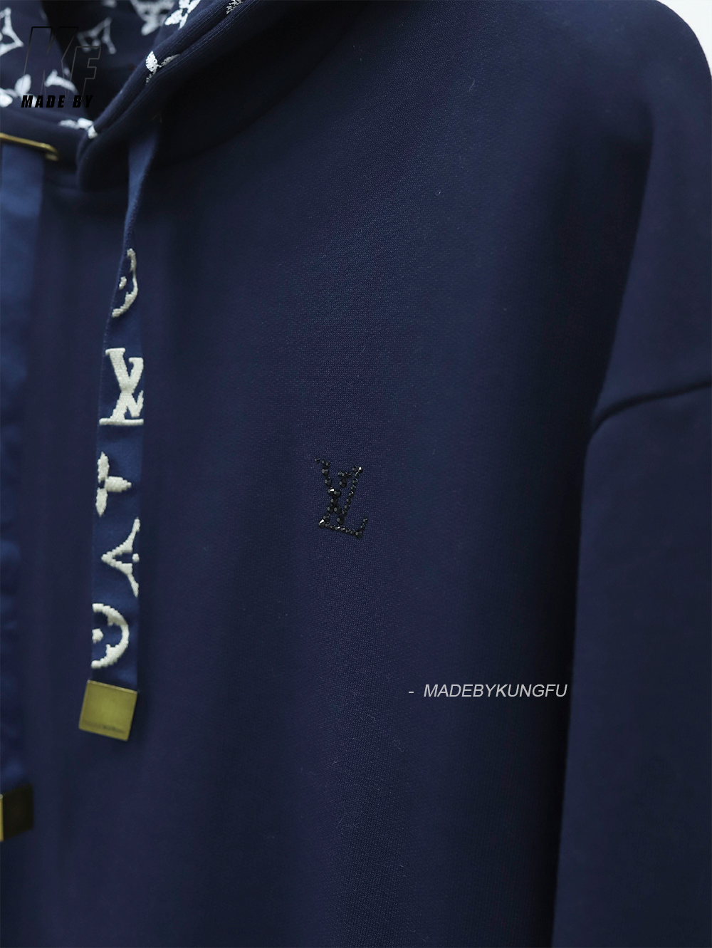 LV连帽抽绳印花卫衣 蓝色