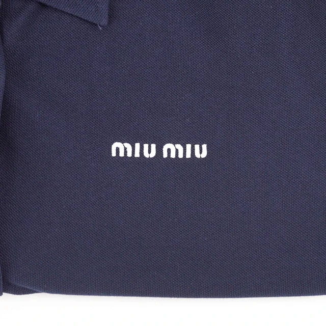 Item ID 9059 Miu cotton beaded embroidered logo button closure straight tube short sleeved shirt