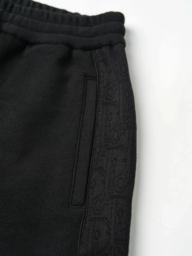 Item ID 9064 D1OR Dark Jacquard Cotton Blended Plain Knitted Oblique Printed Casual Shorts