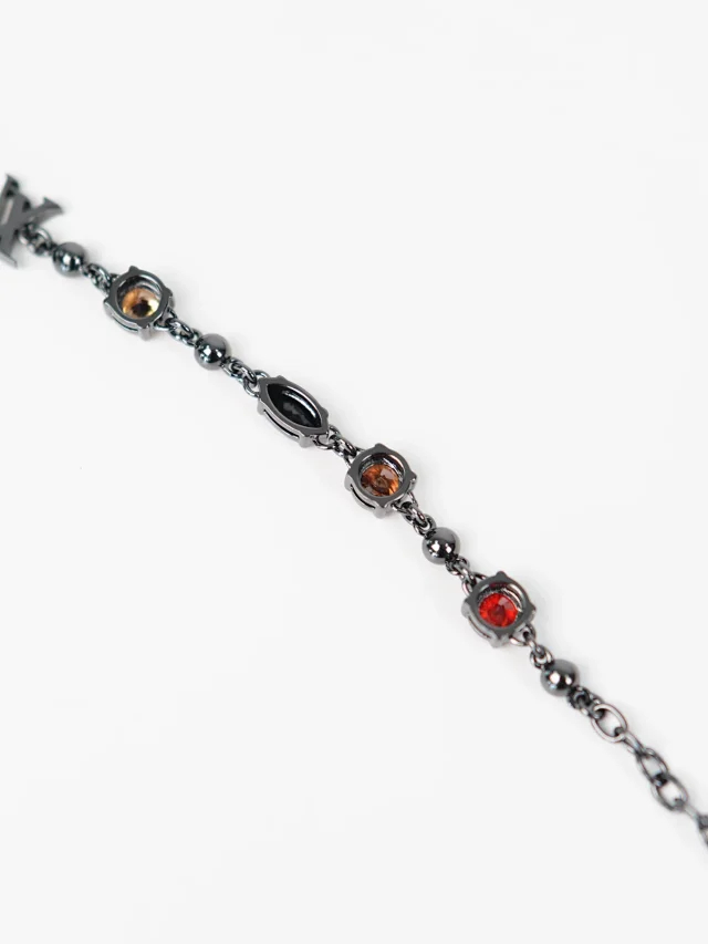 Item ID 9070 Light Brac 23 show brass bracelet gun gray precision cut artificial gemstone unisex