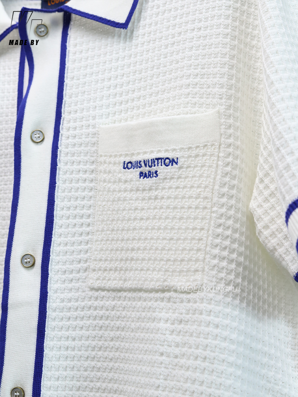 1V waffle knit shirt