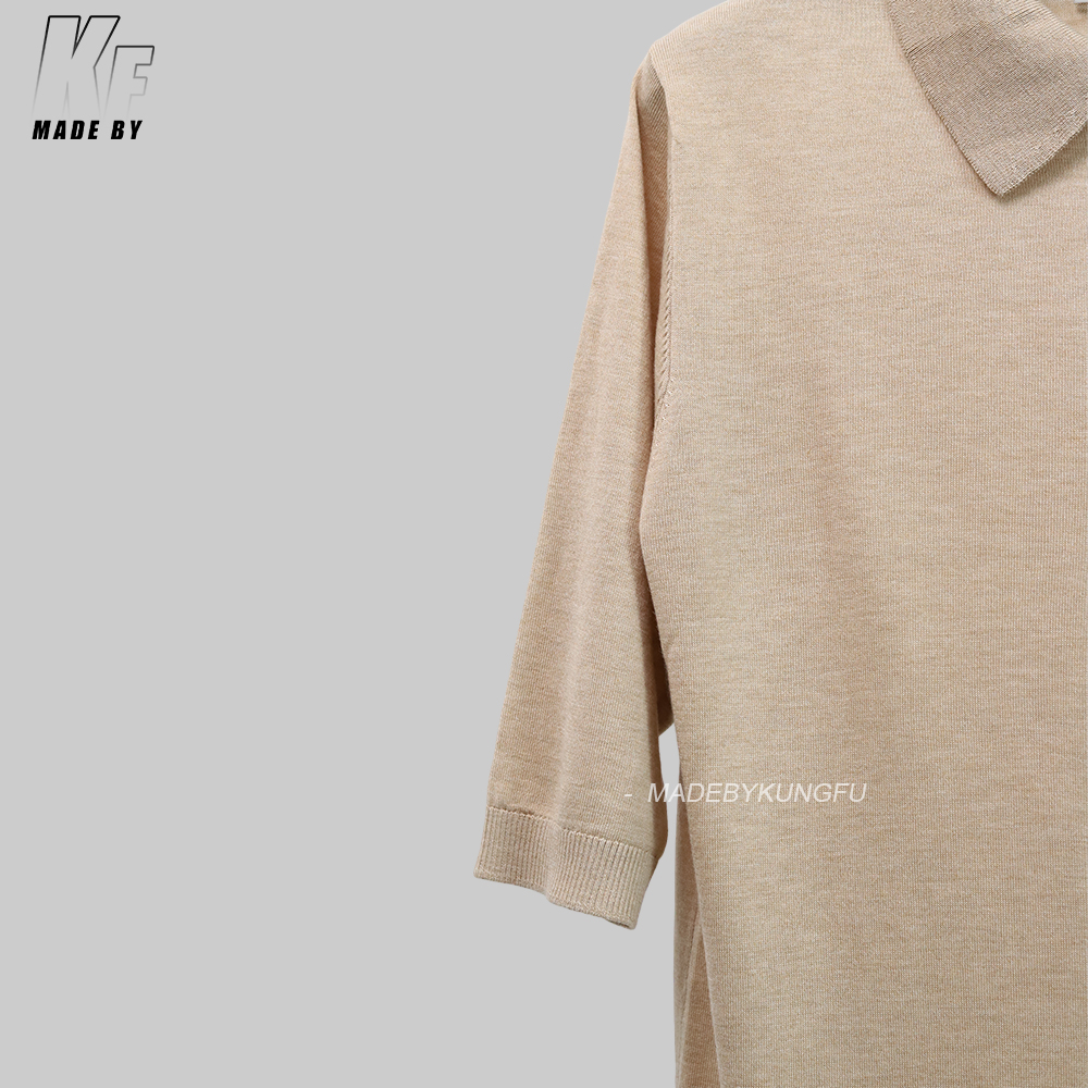 TB mulberry silk wool blended knitted polo