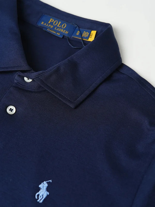 Item ID 9082 RL SS26 Pony Logo Button Long Velvet Elastic Fiber Original Embroidery Front Sleeve Polo Shirt