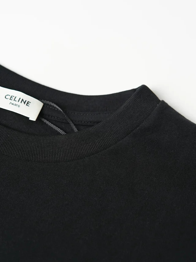Item ID 9085 CHANE1 Suede Soft Long staple Cotton Fabric Round Neck Logo Embroidered Short Sleeve T-shirt