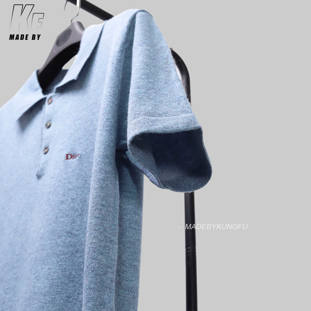 D1or wool blended knitted polo shirt
