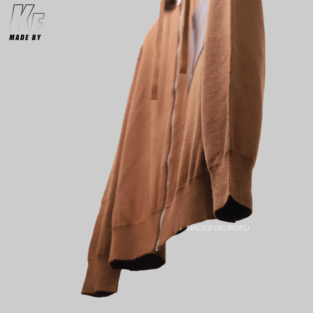 Loe 100% wool leather zipper hoodie