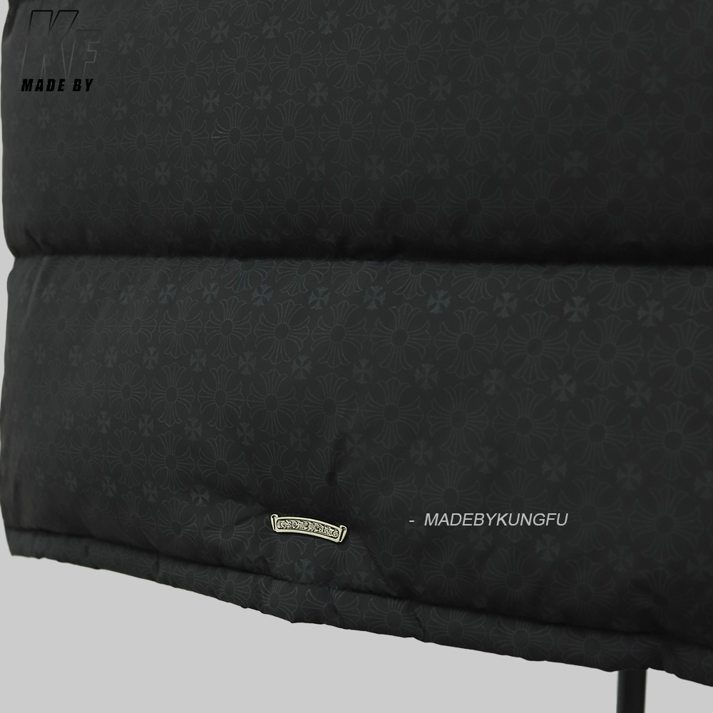 克罗心羽绒马甲 暗纹黑