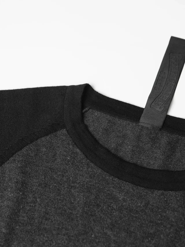 Item ID 9110 CH Lambskin side label, knitted long-sleeved T-shirt, CH 52-count ultra-fine mulberry silk color-spun yarn, extra-long fixed dyeing, autumn knitted long-sleeved