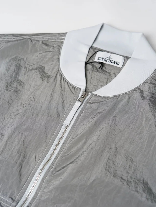 Item ID 9108 STONE1SLANDSS25 High-end Metal Nylon Pleated Fabric Metal Nylon Baseball Collar Pilot Zipper Fitted Simple Jacket Coat