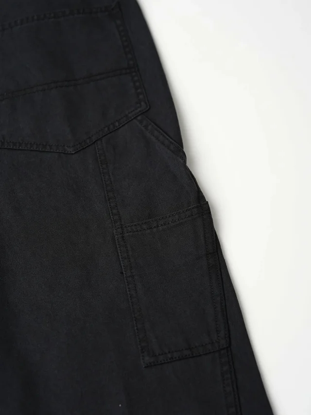 Item ID 9123 Magira washed twill straight leg denim pants, loose straight leg solid color pocket pants