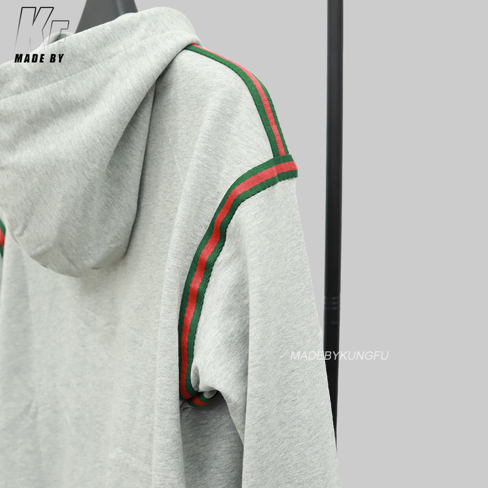 Gucci条纹连帽卫衣 灰色