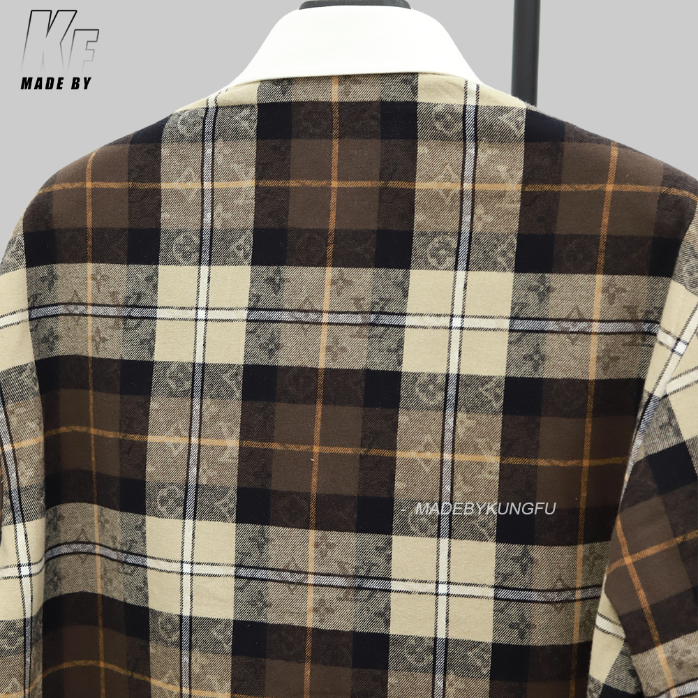 LV 格子印花衬衫 咖色