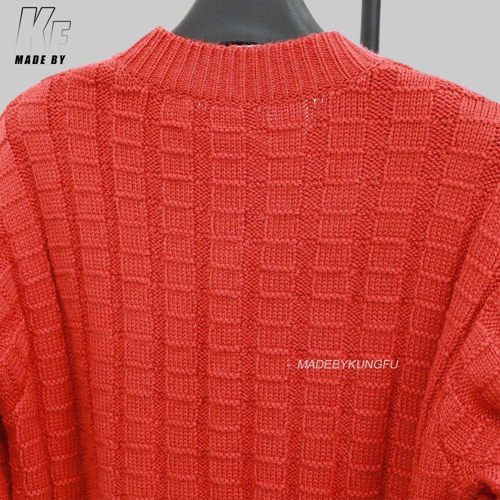 Moncler方块圆领毛衣 红色