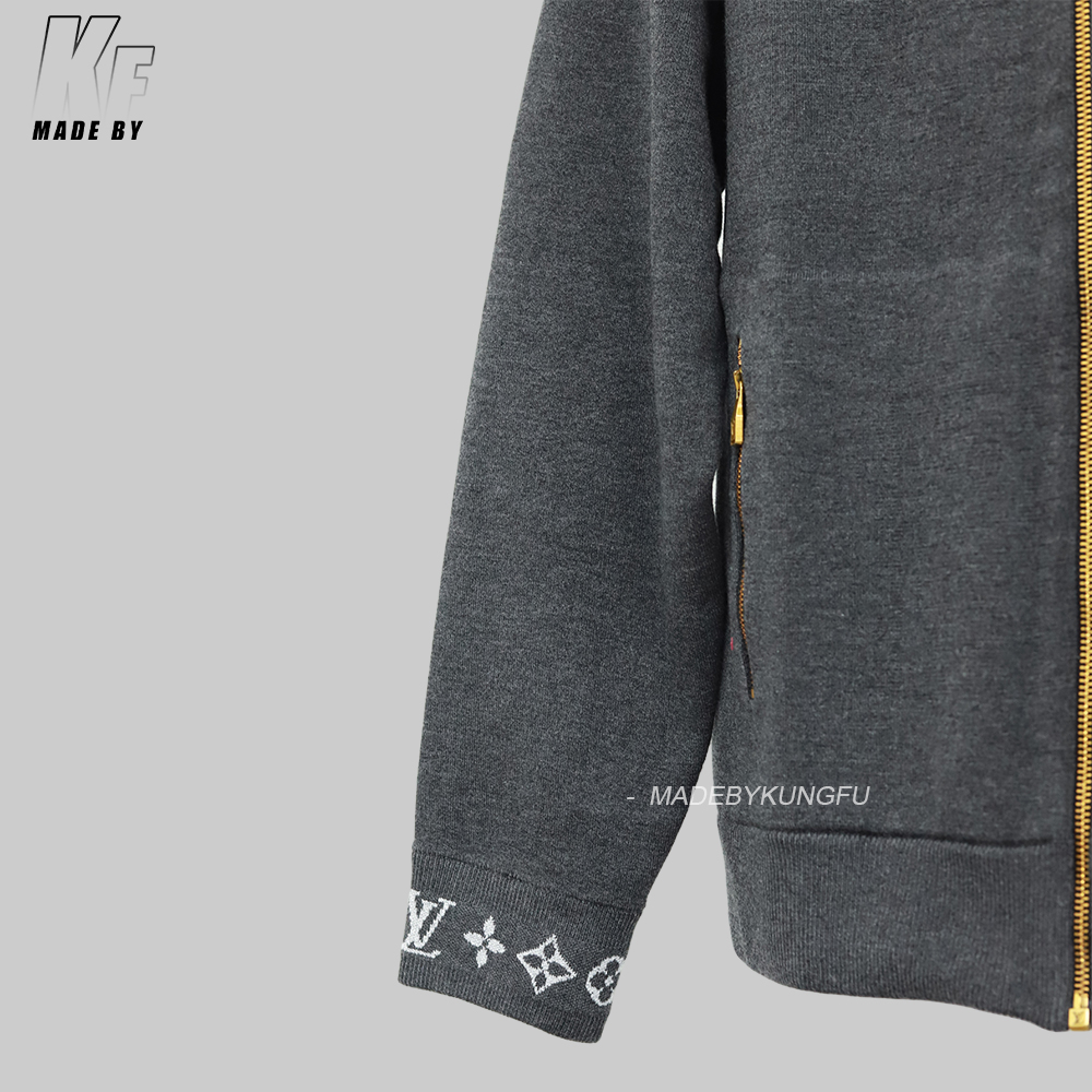 1V Knitted Collar Jacquard Zip Up