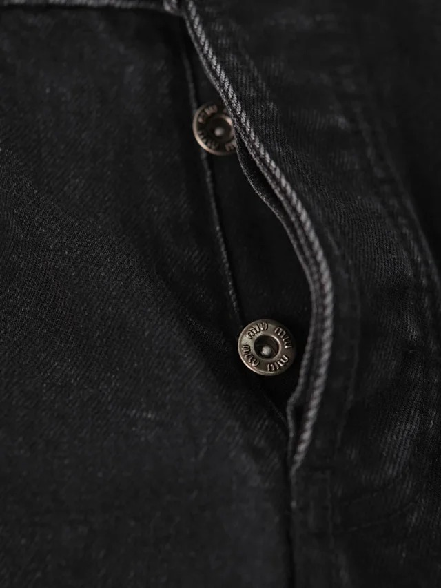 Item ID 9014 M1U solid color washed denim jeans with embroidered back pocket