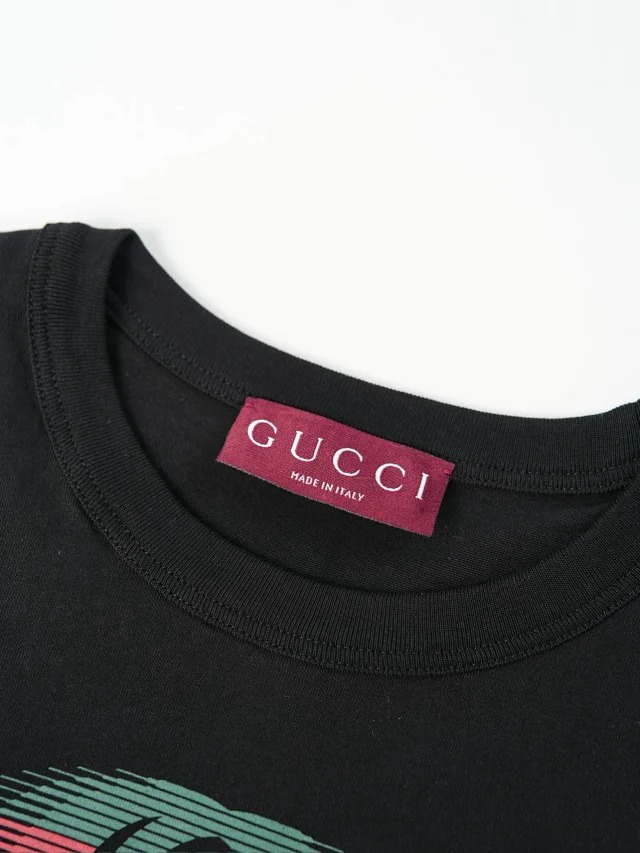 Item ID 9015 GUC Cotton letter printed round neck loose short sleeved shirt
