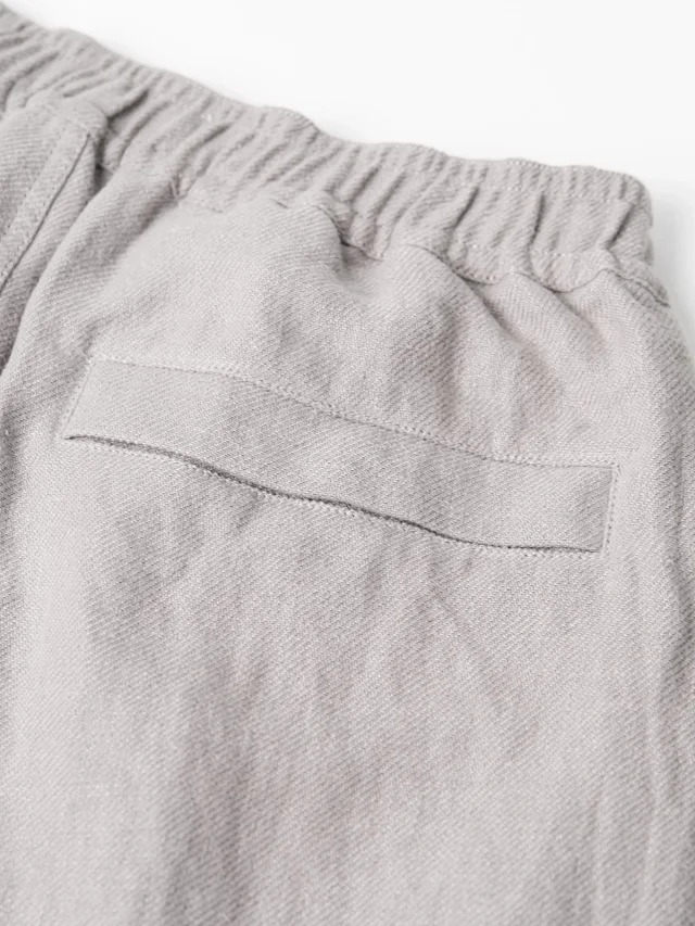 Item ID 9037 SI Stone 100% linen main fabric all accessories customized mid waist straight leg five point casual shorts
