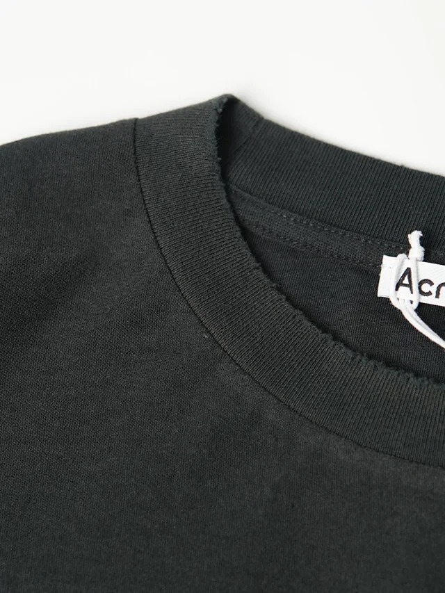 Item ID 9042 Acne 1996 series handmade spray painted distressed exclusive 85% cotton+15% linen short sleeved T-shirt dirty white black