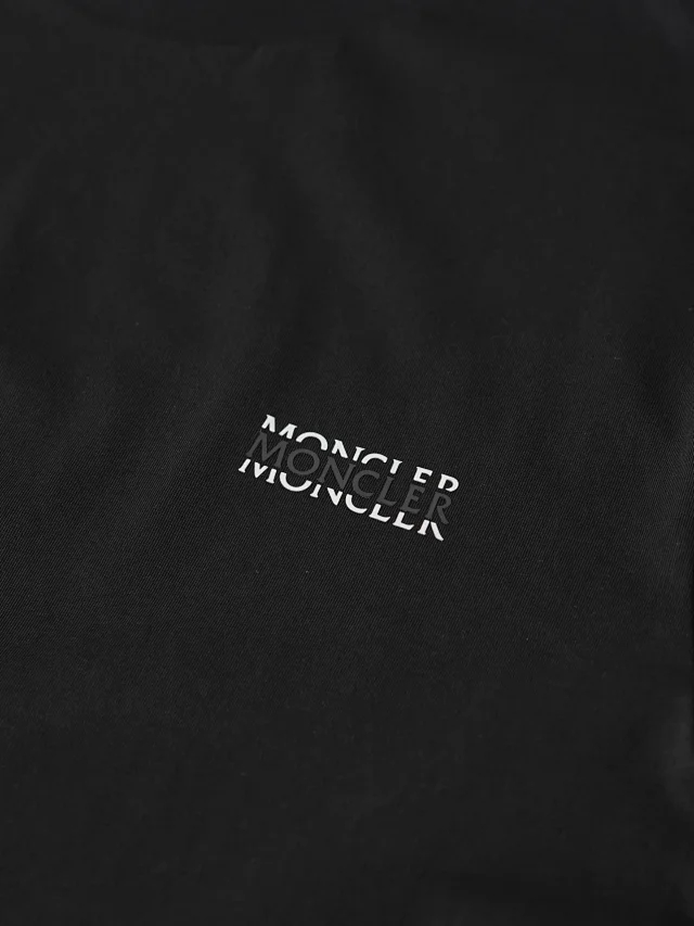 Item ID 9048 Mon Customized Logo Imported Hot Stamping Material Cotton Jensen Logo Knitted Round Neck Short Sleeve