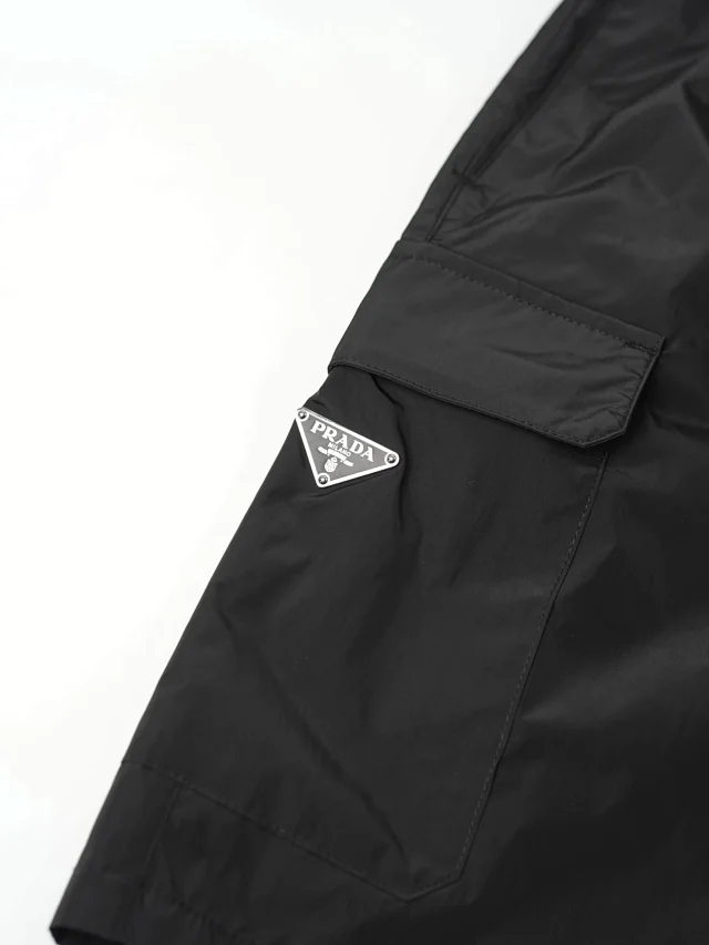 Item ID 9054 PRA Recycled Nylon Series Enamel Triangle Logo Elastic Bundle Rope Waist Casual Shorts