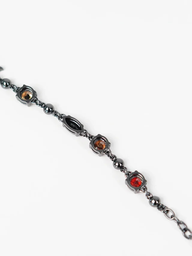 Item ID 9070 Light Brac 23 show brass bracelet gun gray precision cut artificial gemstone unisex