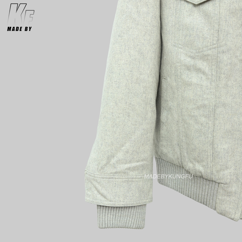 LV绒毛领子拉链外套 米白