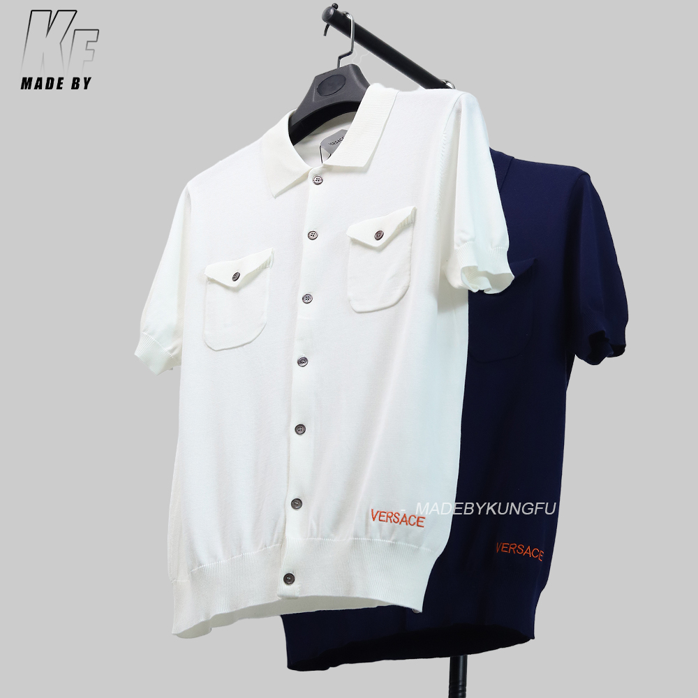 VERSACE knit Button UP Polo