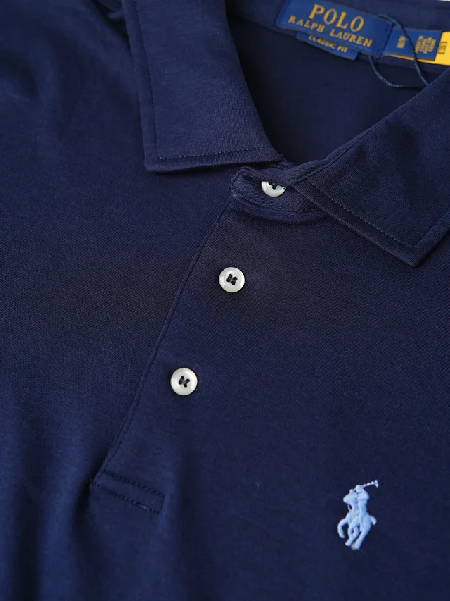 Item ID 9082 RL SS26 Pony Logo Button Long Velvet Elastic Fiber Original Embroidery Front Sleeve Polo Shirt