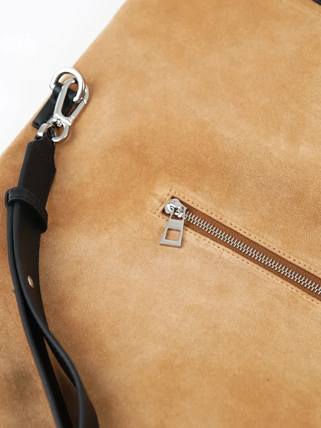 Item ID 9088 LOE Bob special structure hand-held hollowshoulder bag imported thick suede foldable design leather patch cowhide