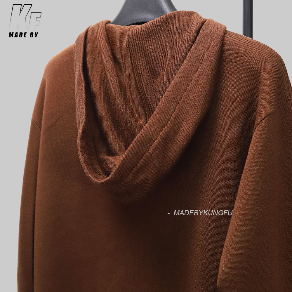 Loe 100% wool leather zipper hoodie