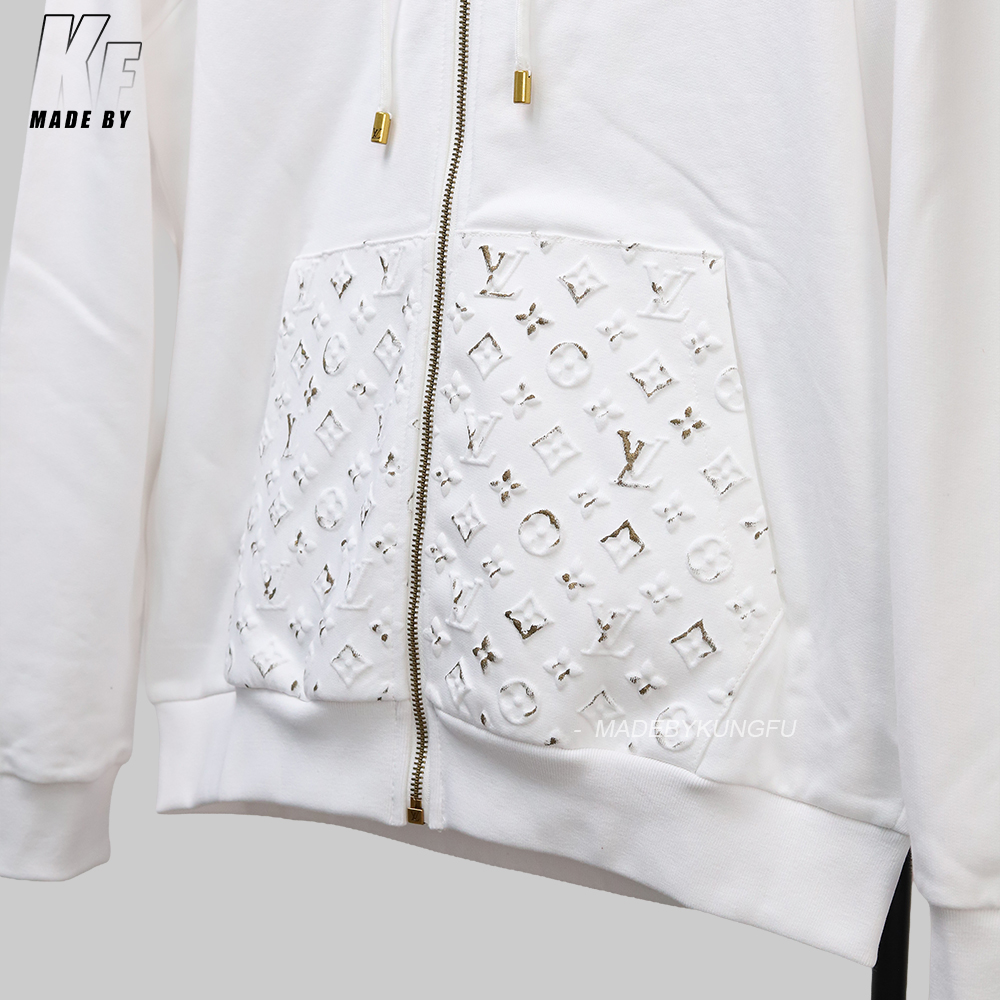 1V Embossed ink zip hoodie