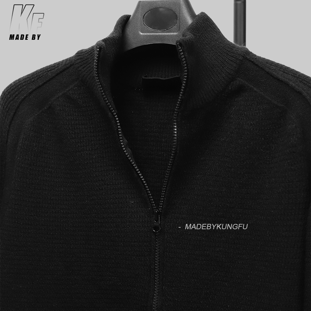 SI Ghost waffle wool knit cardigan