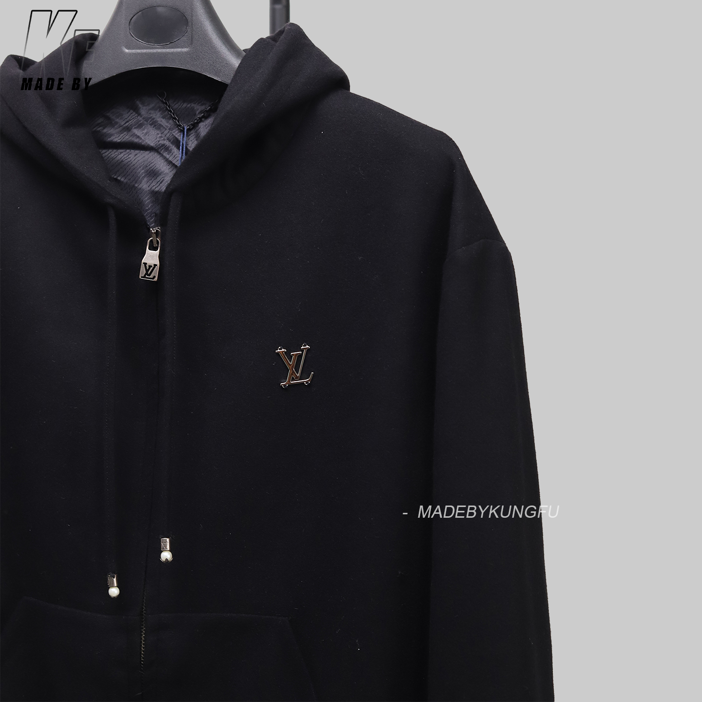 1V Technical wool bend  Zip Hoodie