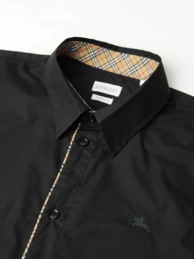 Item ID 9098 BBR Battle Horse Embroidery Dye-to-Color Yarn 40-Count Mercerized Twill SS26 Long-Sleeve Checkered Rolled-Edge Cotton Poplin Shirt