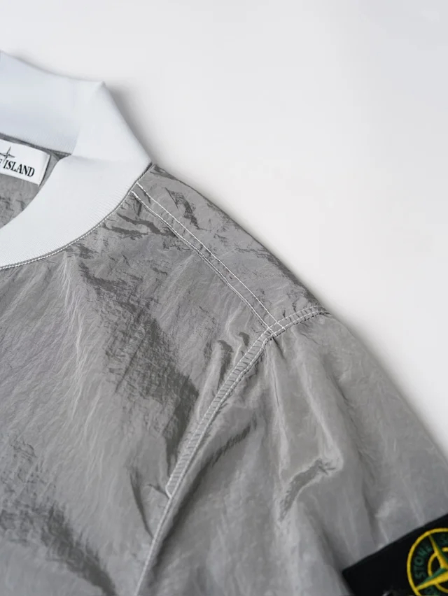 Item ID 9108 STONE1SLANDSS25 High-end Metal Nylon Pleated Fabric Metal Nylon Baseball Collar Pilot Zipper Fitted Simple Jacket Coat