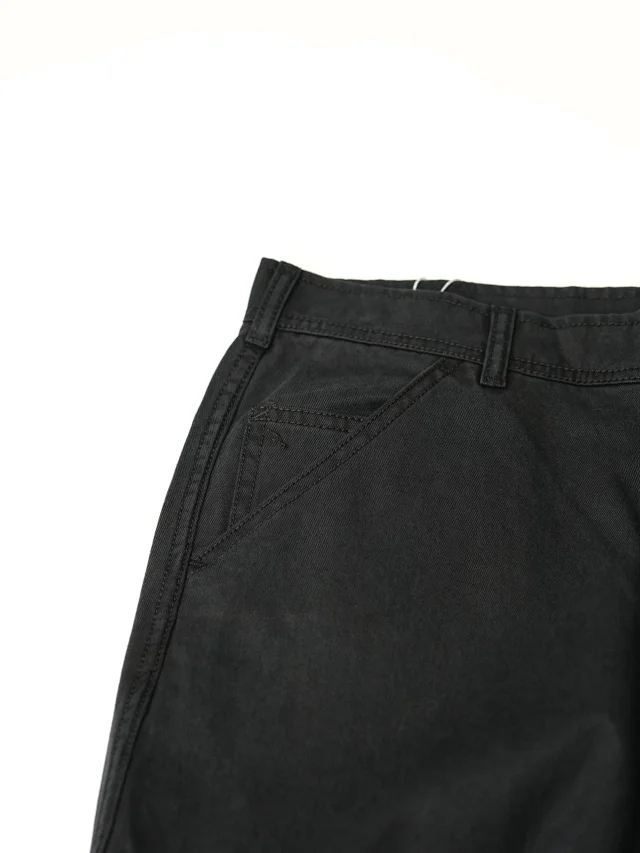 Item ID 9123 Magira washed twill straight leg denim pants, loose straight leg solid color pocket pants