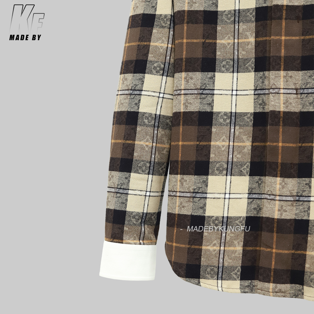 LV 格子印花衬衫 咖色