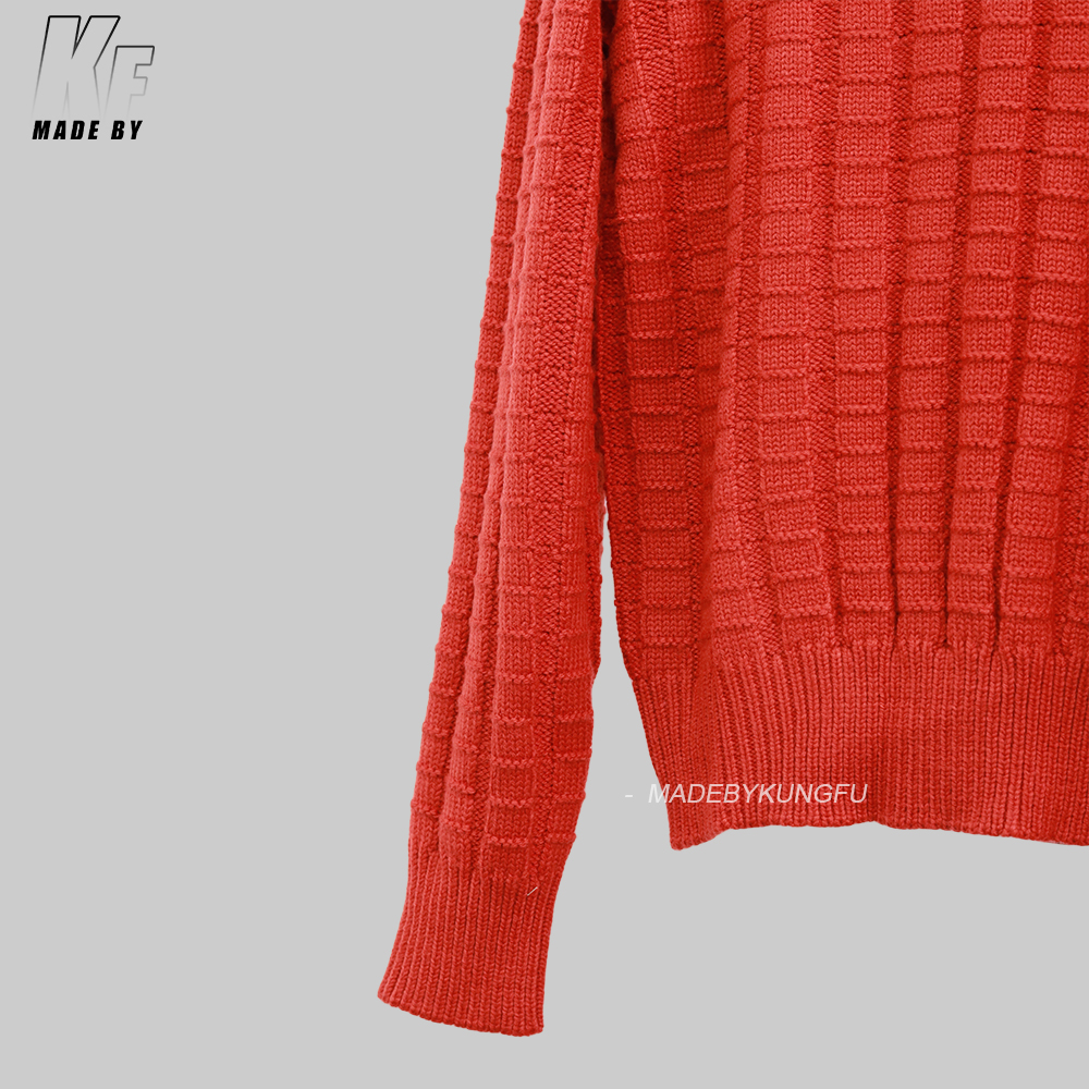 Moncler方块圆领毛衣 红色