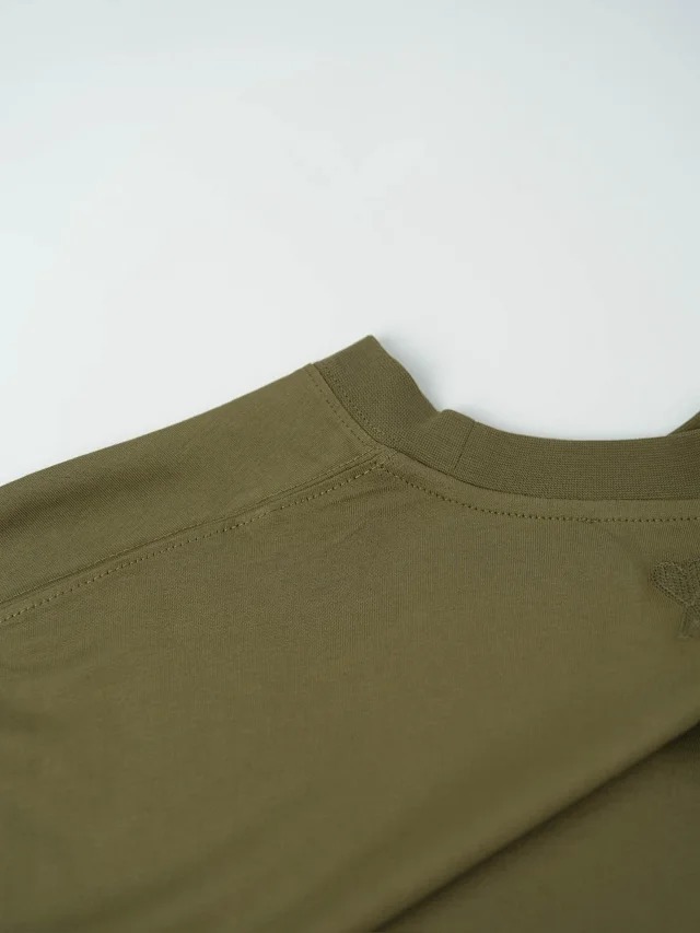 Ami Crochet Letter Round Neck Short Sleeve Night Osmanthus Green