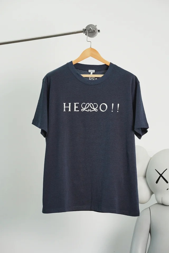 Item ID 9024 Loe SS Series Cotton Blended Letter Printed Hooded Short Sleeve T-shirt