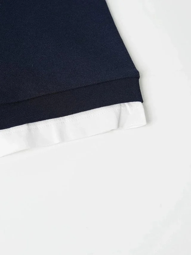 Item ID 9050 PRA pure cotton fake two-piece polo shirt with new color scheme, chest patch with triangular logo