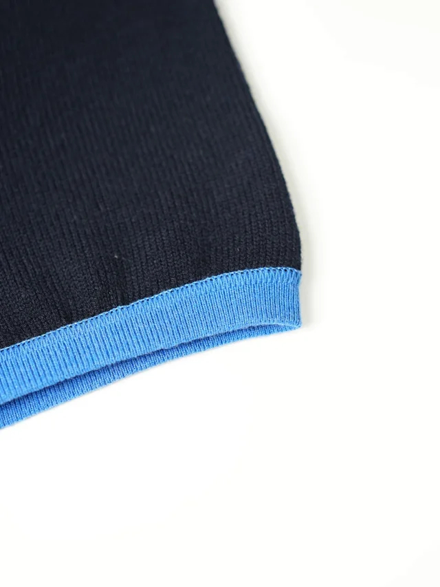 Item ID 9072 PRA round neck contrasting short sleeved cashmere sweater with slim fit and large card size Unisex