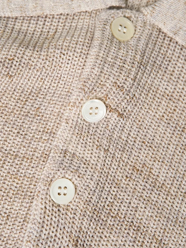 Item ID 9076 BC Natural Beimu Button Ribbed Knitted Collar Cotton Top Polo Shirt