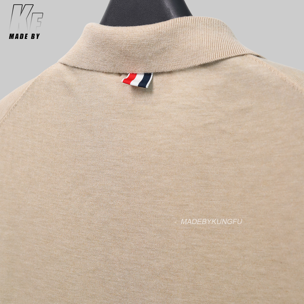 TB mulberry silk wool blended knitted polo