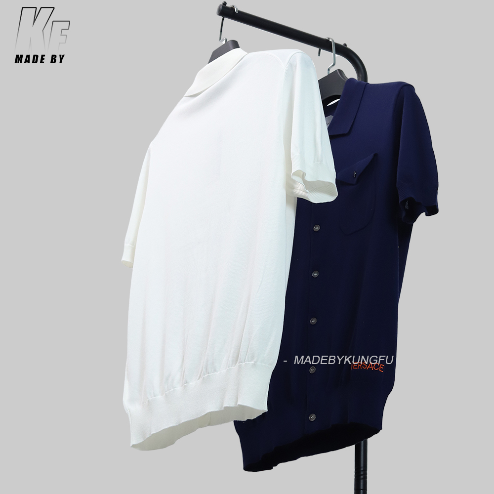 VERSACE knit Button UP Polo