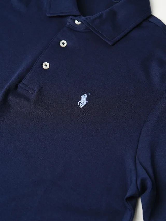Item ID 9082 RL SS26 Pony Logo Button Long Velvet Elastic Fiber Original Embroidery Front Sleeve Polo Shirt