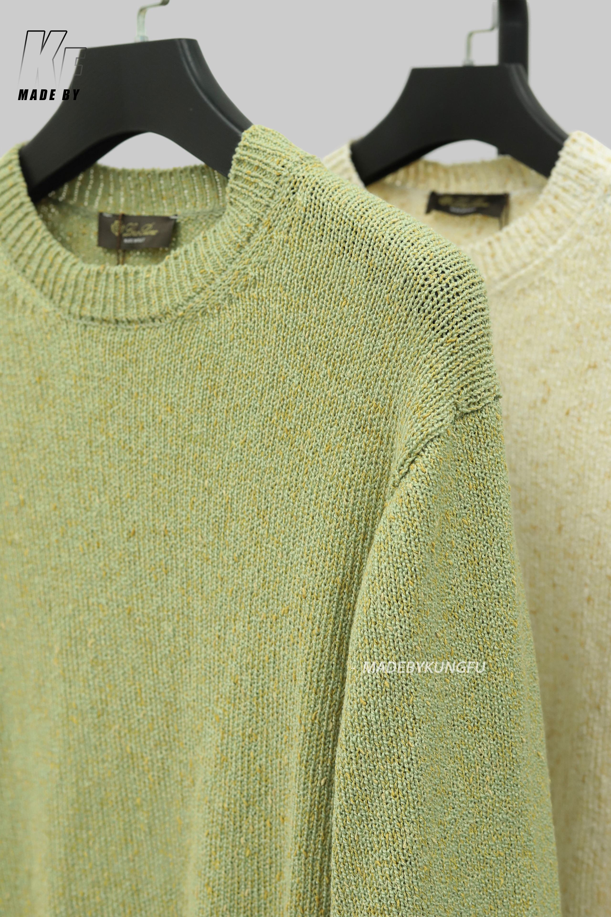 LP套头亚麻点毛衣 米色