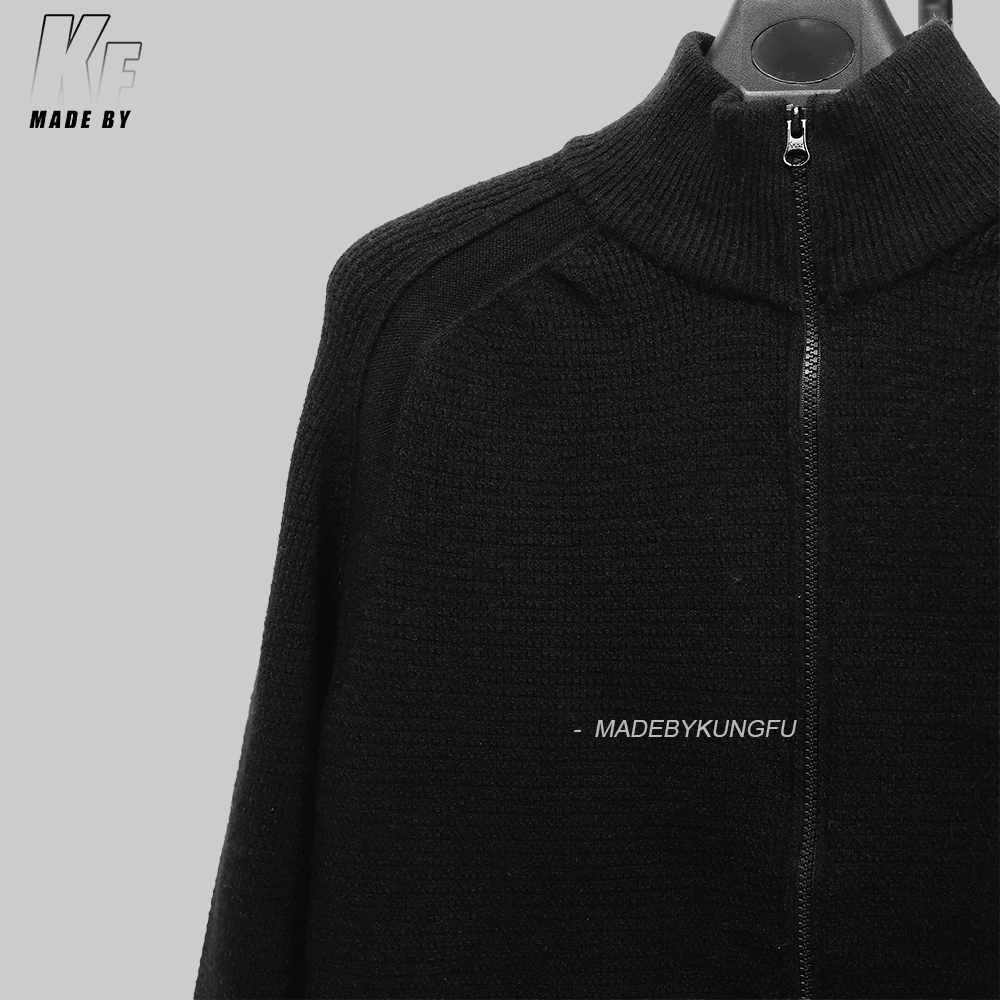 SI Ghost waffle wool knit cardigan